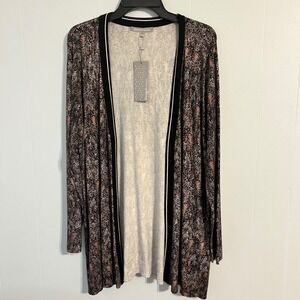 Daniel Rainn Snakeskin Print Cardigan Duster Open Front‎ Layering - Women's